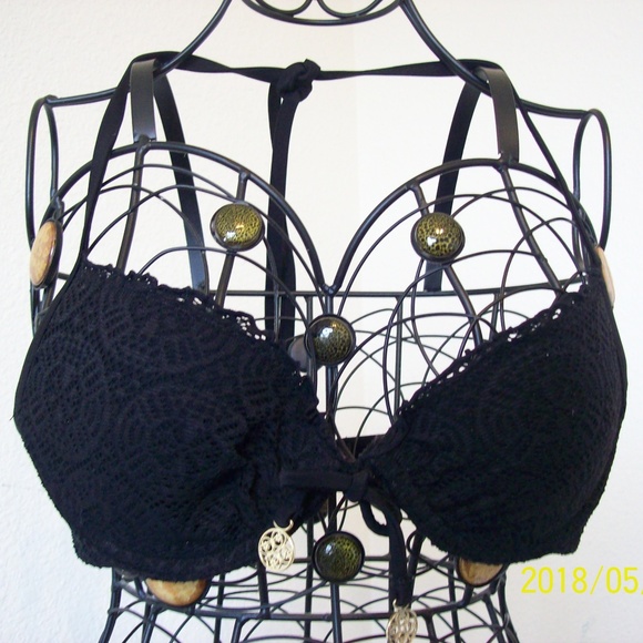 H&M Crochet Detail, 34A Bikini top, Black - Picture 6 of 6